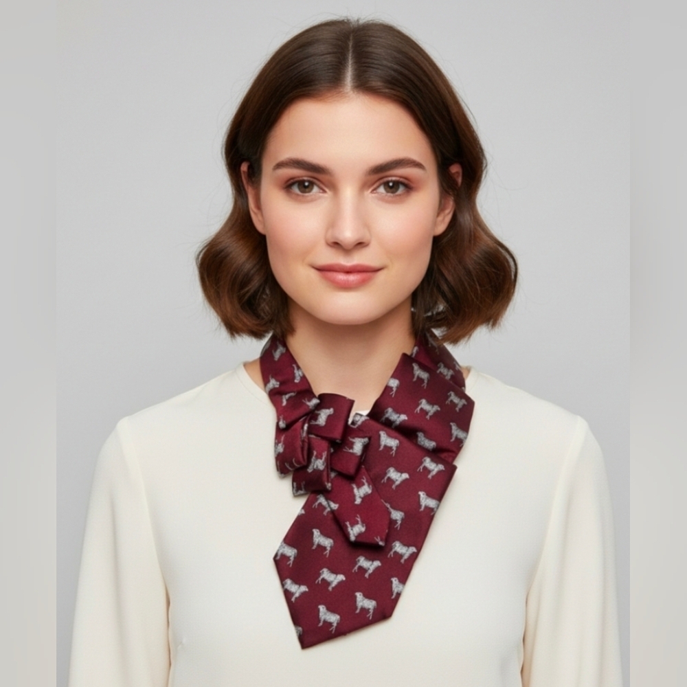 NWT Ogsplosh Unisex Ascot Scarf Wine Sheep Print Size Medium